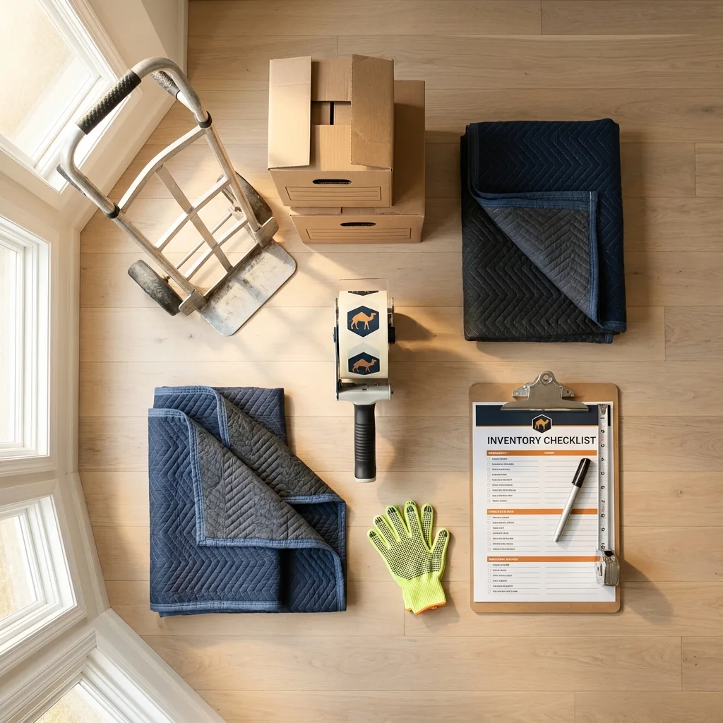 Professional moving supplies and packing materials layout for Ridge residential relocations